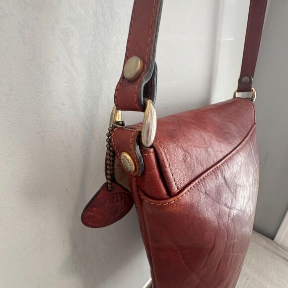 Vintage Oroton Australian Leather Saddle Bag Crossbody Purse Brown Red - Picture 11 of 12